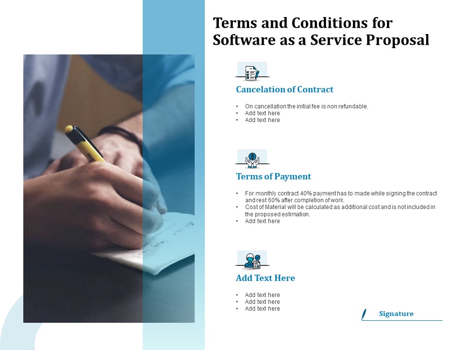 Terms And Conditions For Software As A Service Proposal Ppt Layouts Layout PDF