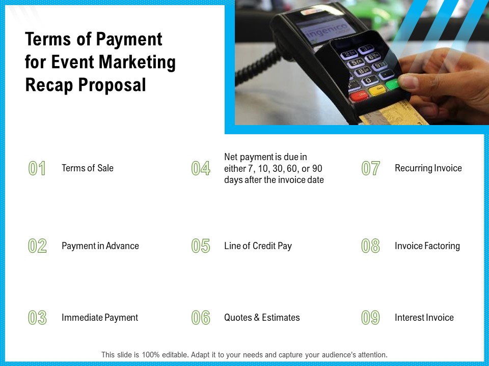 Terms Of Payment For Event Marketing Recap Proposal Ppt Infographic Template Graphics PDF