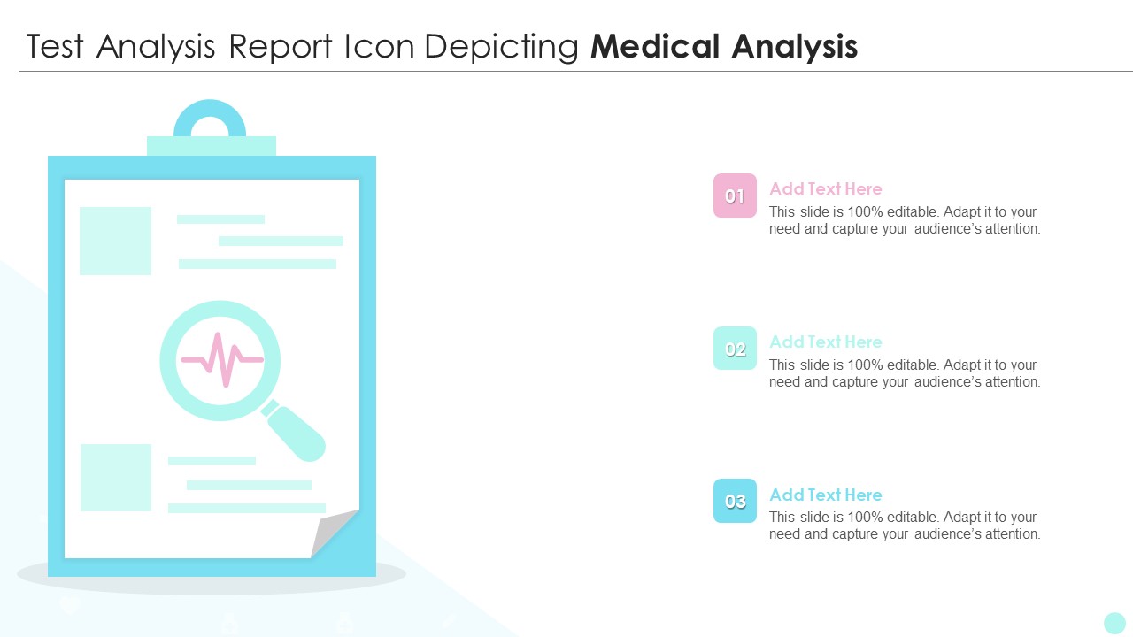 Test Analysis Report Icon Depicting Medical Analysis Background PDF
