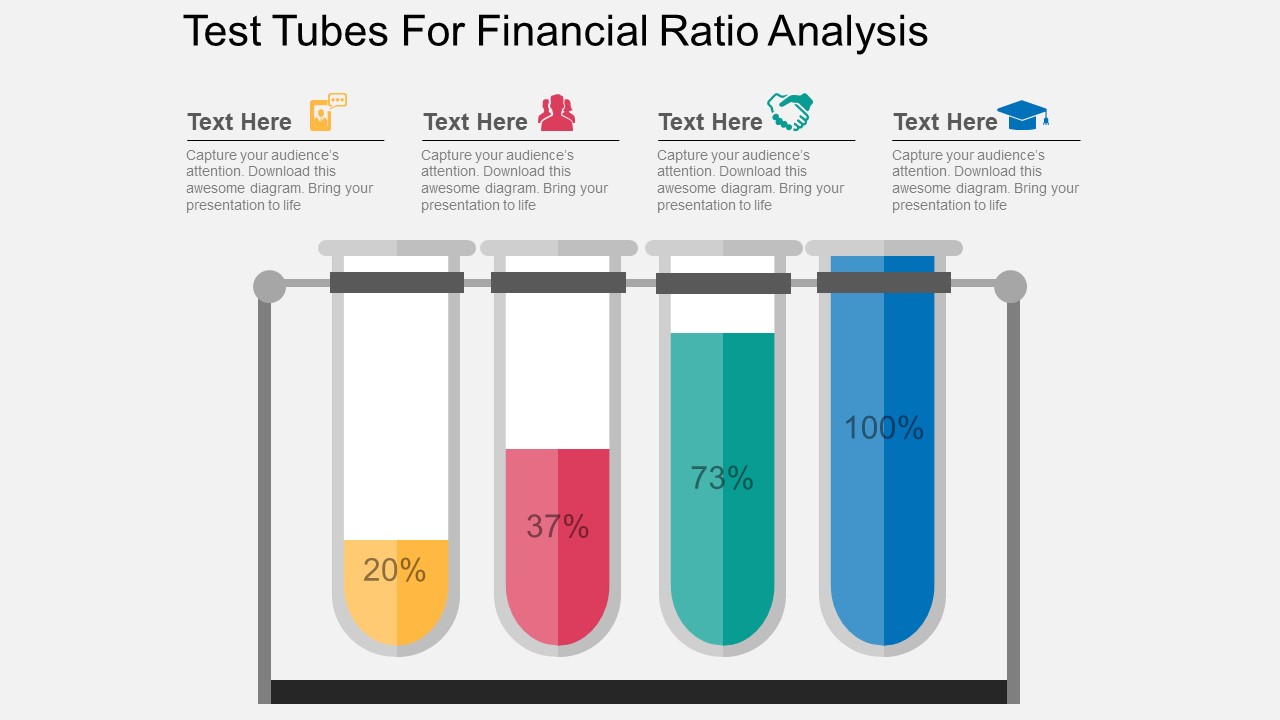 Test Tubes For Financial Ratio Analysis Powerpoint Template