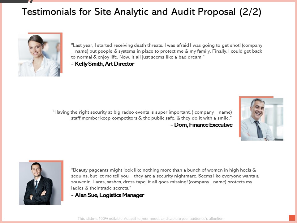 Testimonials For Site Analytic And Audit Proposal Teamwork Ppt Summary Samples PDF