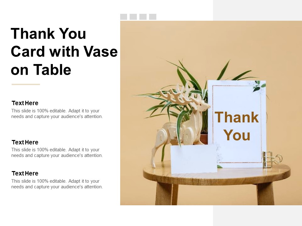 Thank You Card With Vase On Table Ppt Powerpoint Presentation Ideas Structure