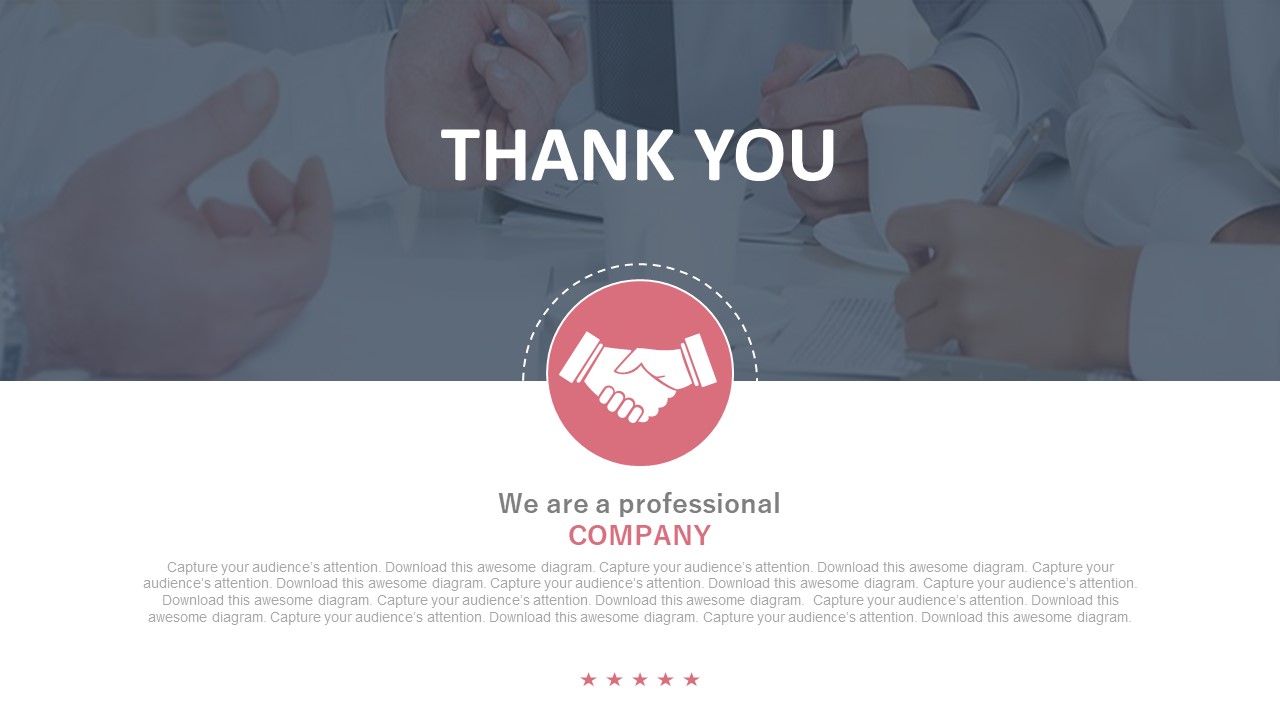 Thank You Text With Handshake Design Powerpoint Slides