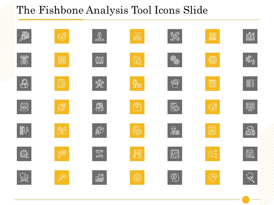 The Fishbone Analysis Tool Icons Slide Ppt Portfolio Layout PDF
