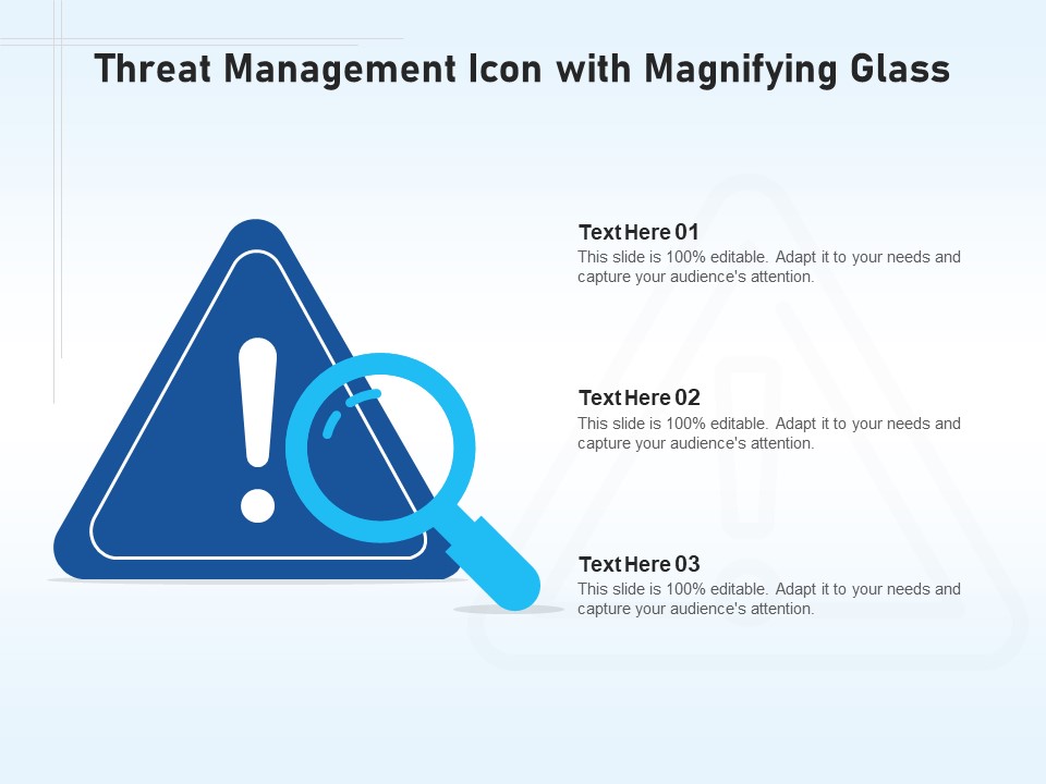 Threat Management Icon With Magnifying Glass Ppt PowerPoint Presentation Outline Designs PDF