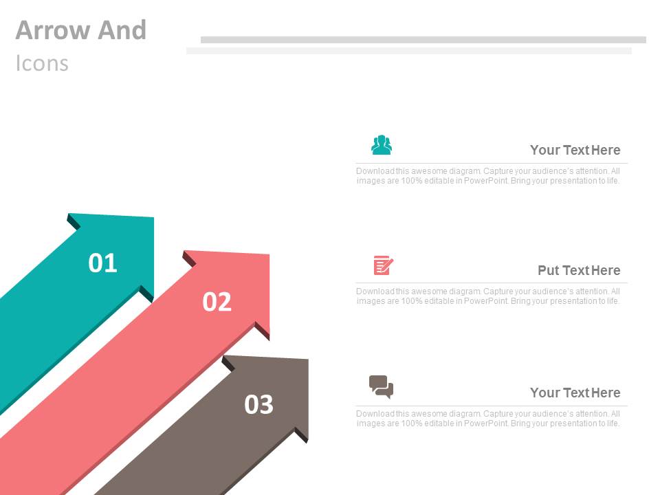Three Arrows For Positioning In Marketing Powerpoint Template