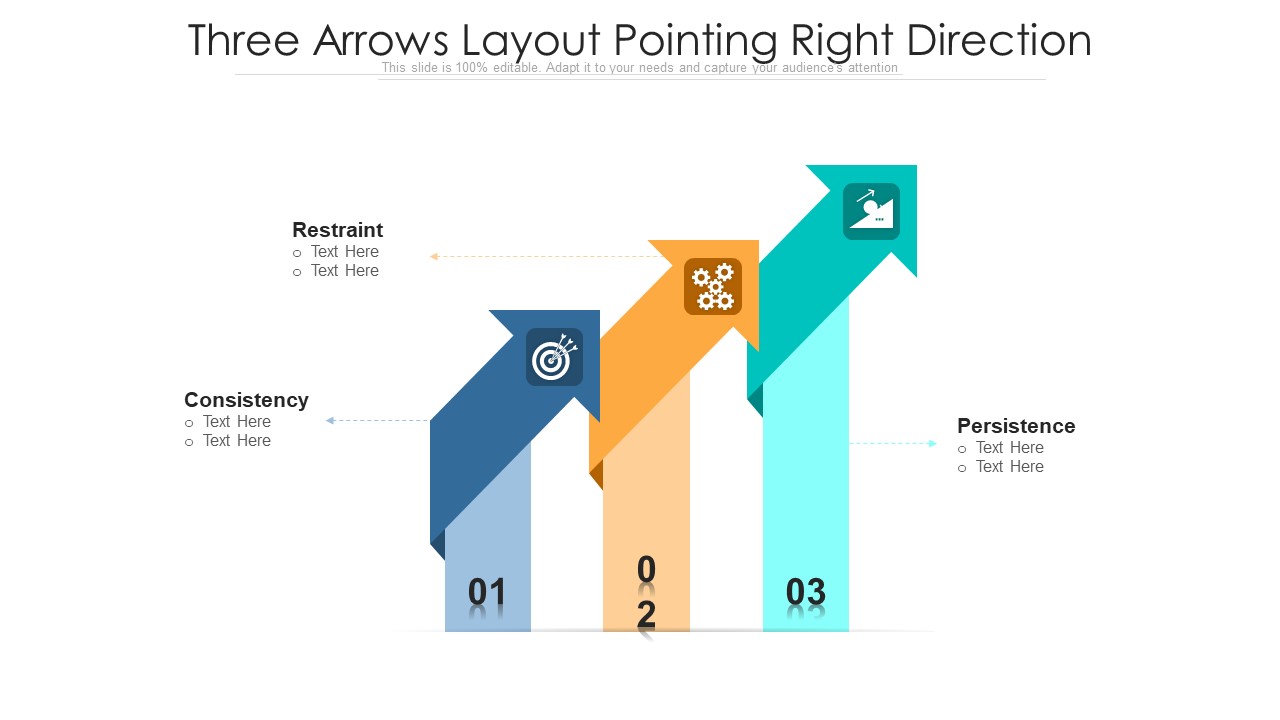 Three Arrows Layout Pointing Right Direction Ppt PowerPoint Presentation File Smartart PDF