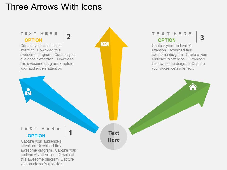 Three Arrows With Icons Powerpoint Templates