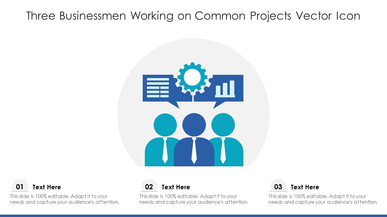 Three Businessmen Working On Common Projects Vector Icon Ppt PowerPoint Presentation Pictures Graphic Tips PDF