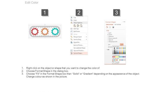 Three Gears Steps For Innovative Process Powerpoint Template