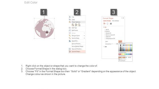 Three Globes With Area Pointers PowerPoint Slides