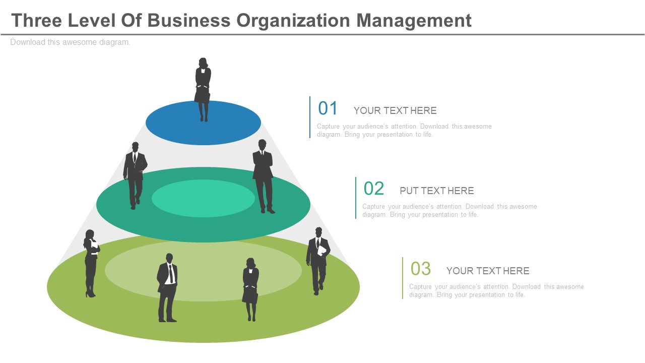 Three Level Management Team Diagram Powerpoint Slides