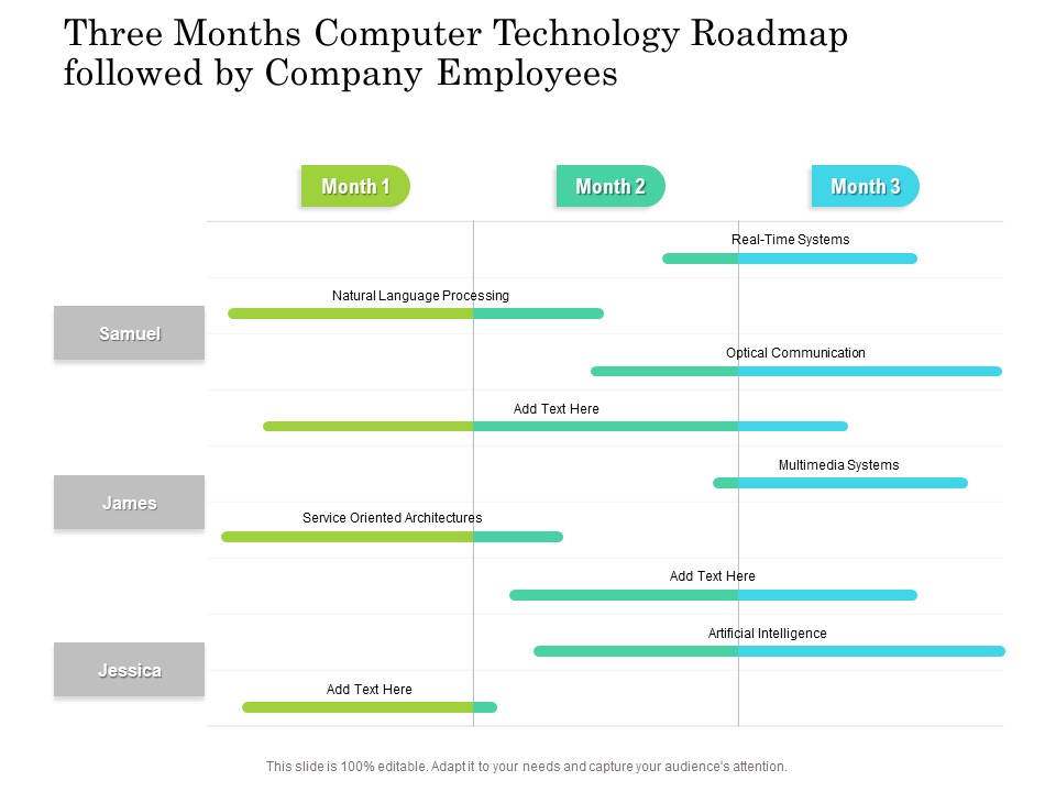 Three Months Computer Technology Roadmap Followed By Company Employees Diagrams