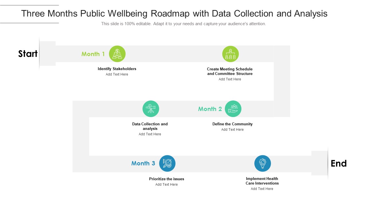 Three Months Public Wellbeing Roadmap With Data Collection And Analysis Guidelines