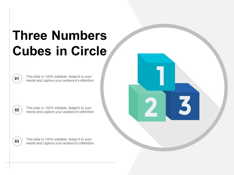 Three Numbers Cubes In Circle Ppt PowerPoint Presentation Professional Slide