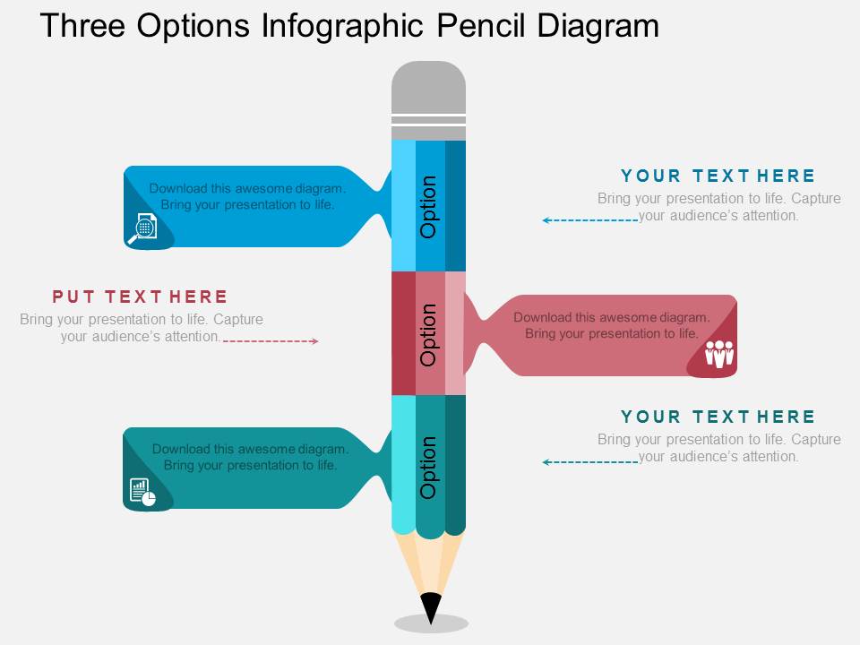 Three Options Infographic Pencil Diagram Powerpoint Template