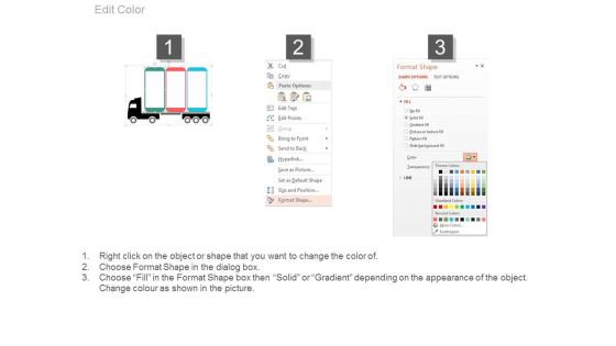 Three Options Tags On Truck For Business Powerpoint Slides