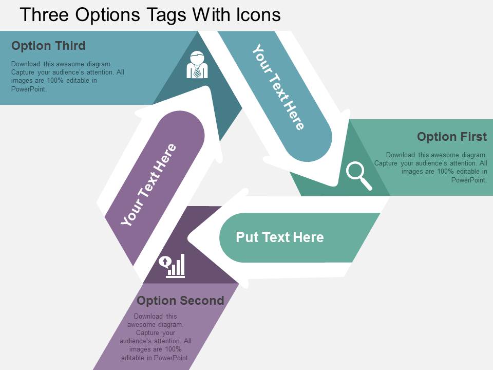 Three Options Tags With Icons Powerpoint Templates