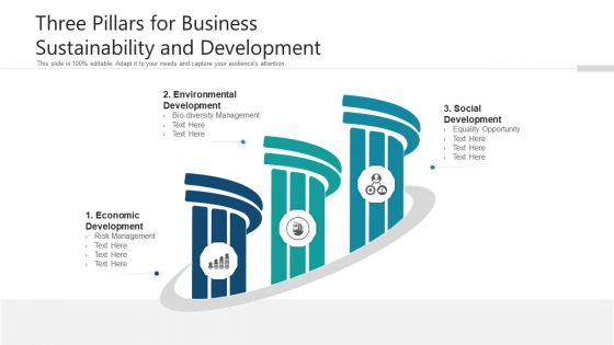 Three Pillars For Business Development Process Ppt PowerPoint Presentation Complete Deck With Slides