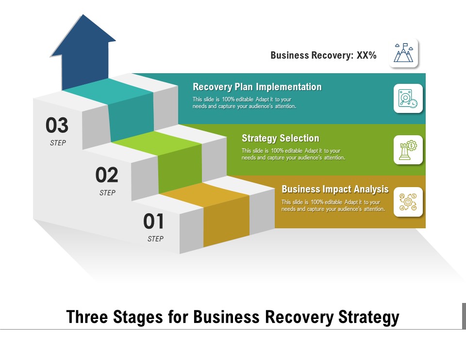 Three Stages For Business Recovery Strategy Ppt PowerPoint Presentation Inspiration Grid PDF