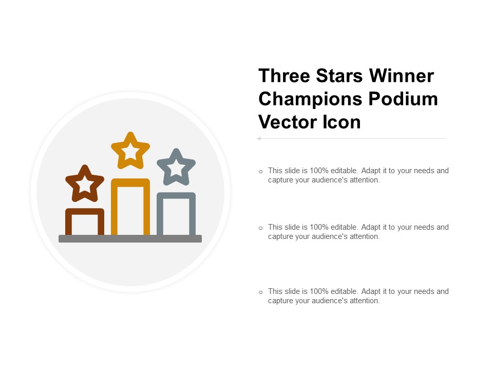 Three Stars Winner Champions Podium Vector Icon Ppt PowerPoint Presentation Portfolio Templates