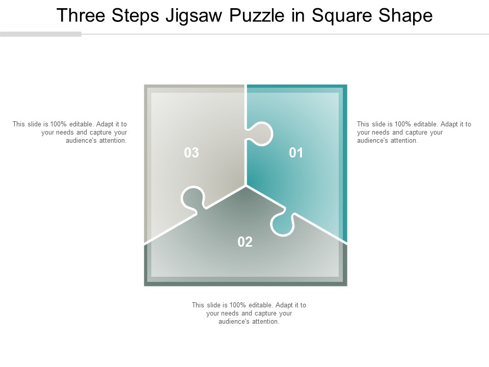 Three Steps Jigsaw Puzzle In Square Shape Ppt Powerpoint Presentation Infographics Picture