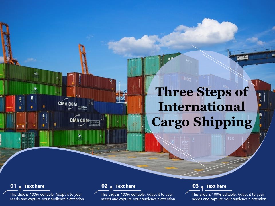 Three Steps Of International Cargo Shipping Ppt PowerPoint Presentation Ideas Slide Download PDF