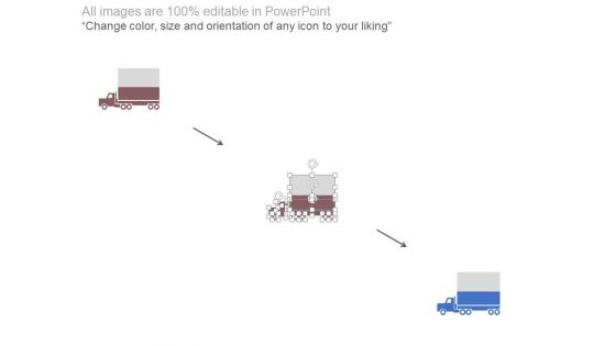 Three Trucks Timeline Diagram With Percentage Value Powerpoint Slides