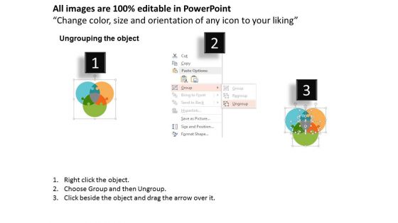 Three Venn Circles Puzzle Diagram Powerpoint Templates