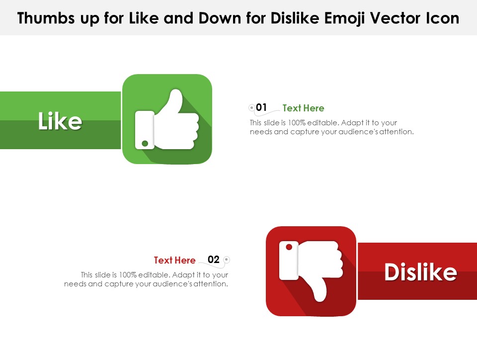 Thumbs Up For Like And Down For Dislike Emoji Vector Icon Ppt PowerPoint Presentation Gallery Designs PDF