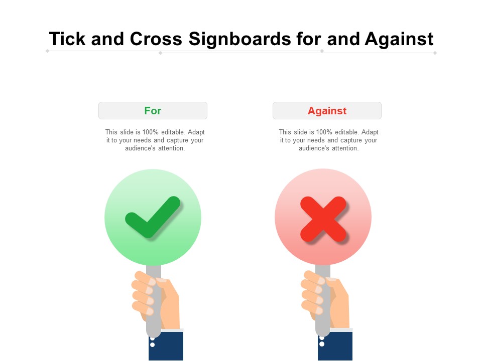 Tick And Cross Signboards For And Against Ppt PowerPoint Presentation Icon Model PDF