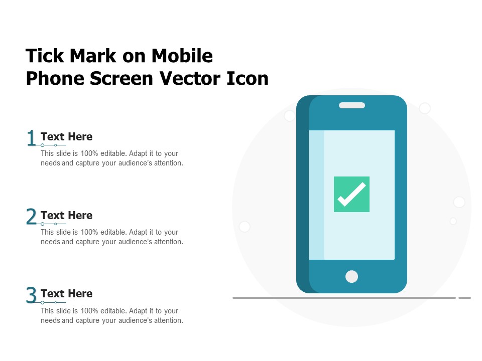 Tick Mark On Mobile Phone Screen Vector Icon Ppt PowerPoint Presentation File Topics PDF