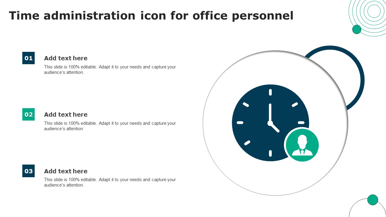 Time Administration Icon For Office Personnel Portrait PDF