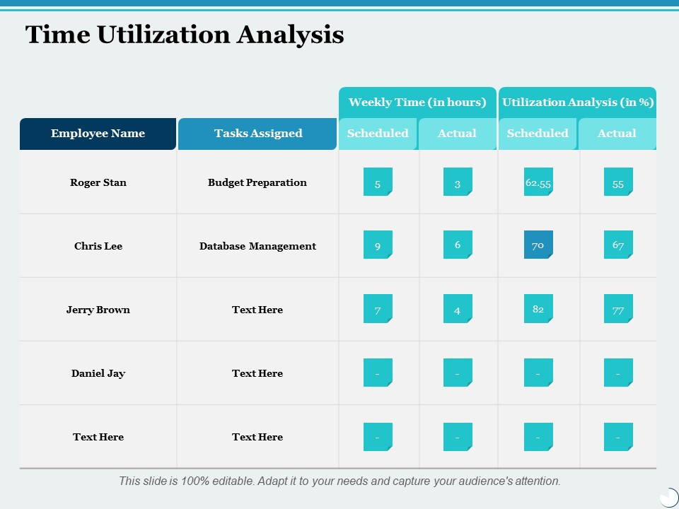 Time Utilization Analysis Ppt PowerPoint Presentation Infographics Professional