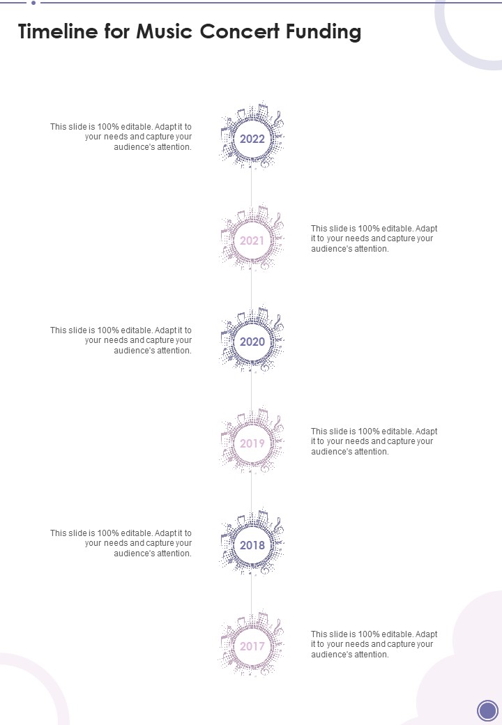 Timeline For Music Concert Funding One Pager Sample Example Document