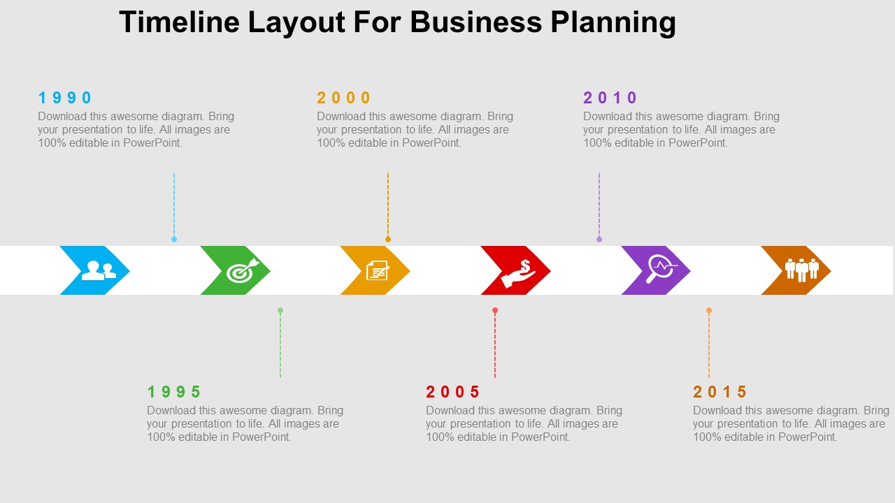 Timeline Layout For Business Planning PowerPoint Templates