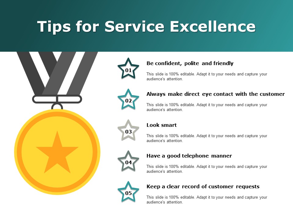 Tips For Service Excellence Ppt Powerpoint Presentation Inspiration
