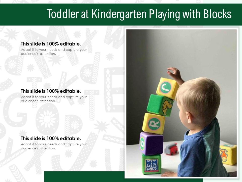 Toddler At Kindergarten Playing With Blocks Ppt PowerPoint Presentation Layouts Graphics Download PDF