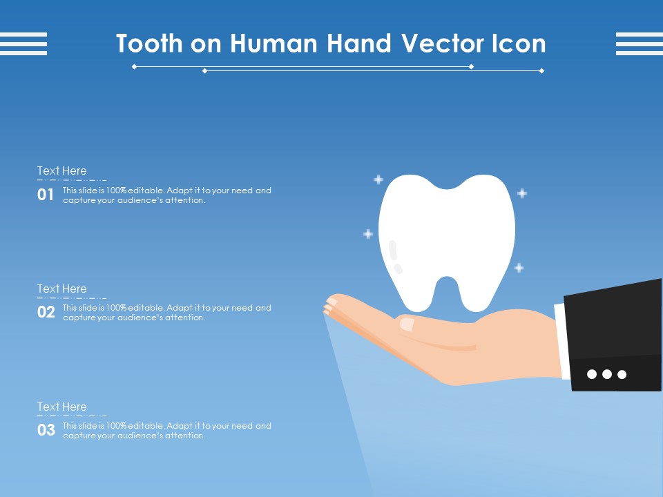 Tooth On Human Hand Vector Icon Ppt PowerPoint Presentation Gallery Graphics Pictures PDF