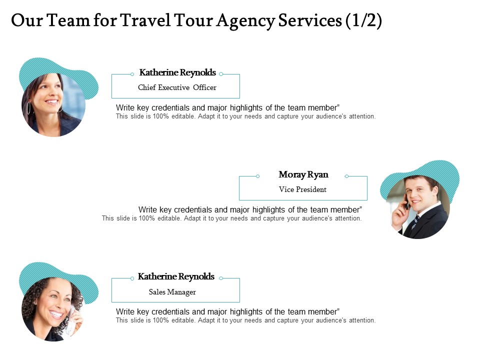 Tourism And Leisure Firm Proposal Our Team For Travel Tour Agency Services Teamwork Ppt File Aids PDF