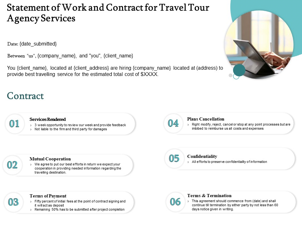 Tourism And Leisure Firm Proposal Statement Of Work And Contract For Travel Tour Agency Services Ppt Slides Good PDF