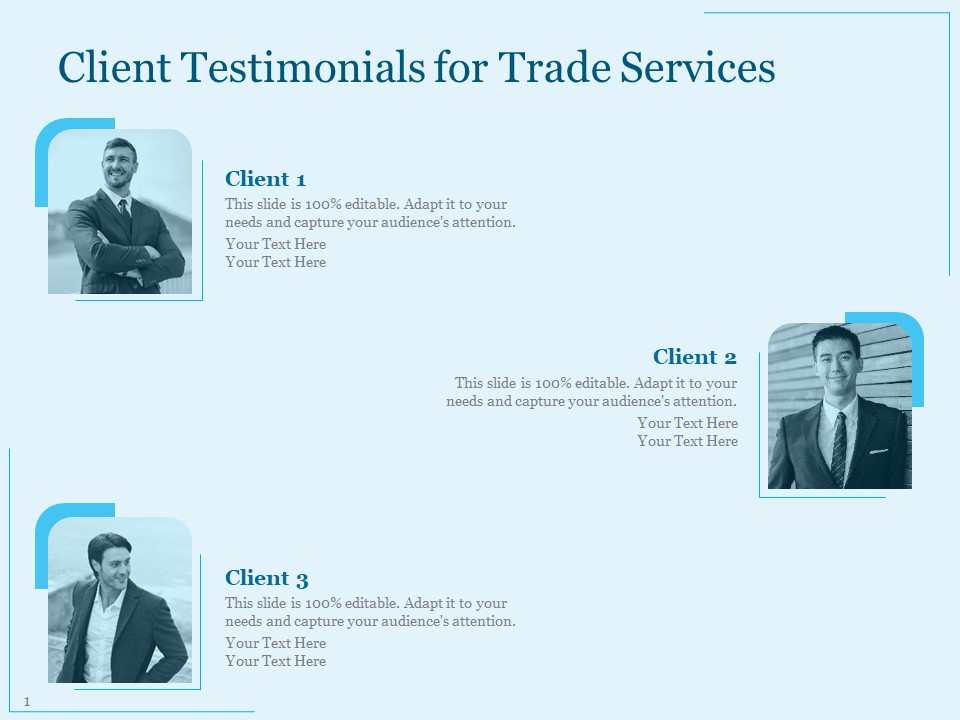 Trade Facilitation Services Client Testimonials For Trade Services Ppt Model Graphic Images PDF