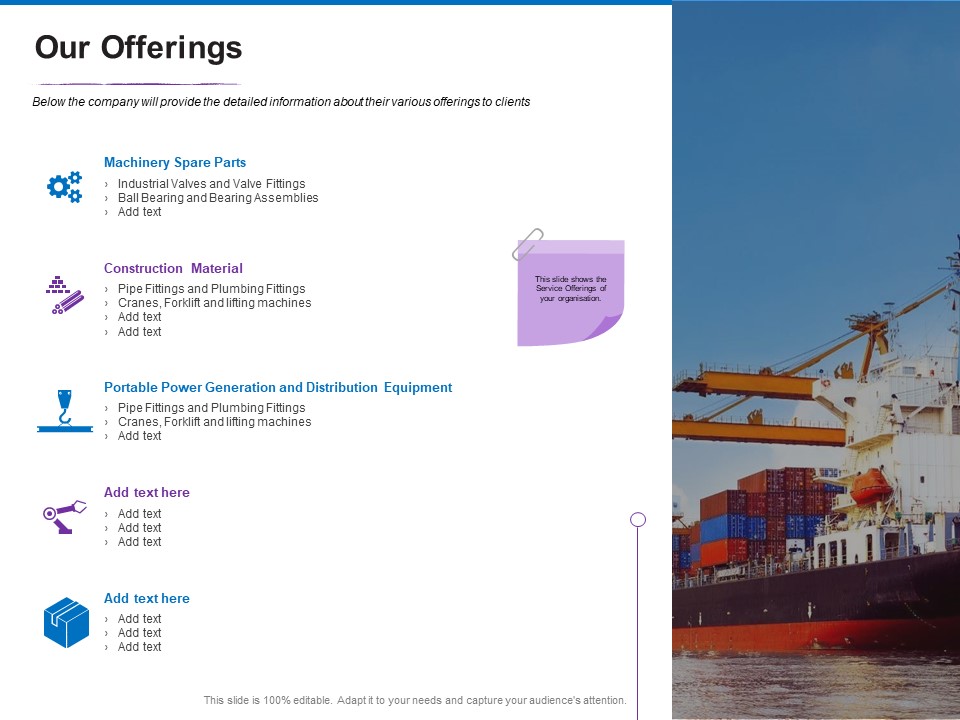 Trading Company Business Operational Plan Our Offerings Designs PDF