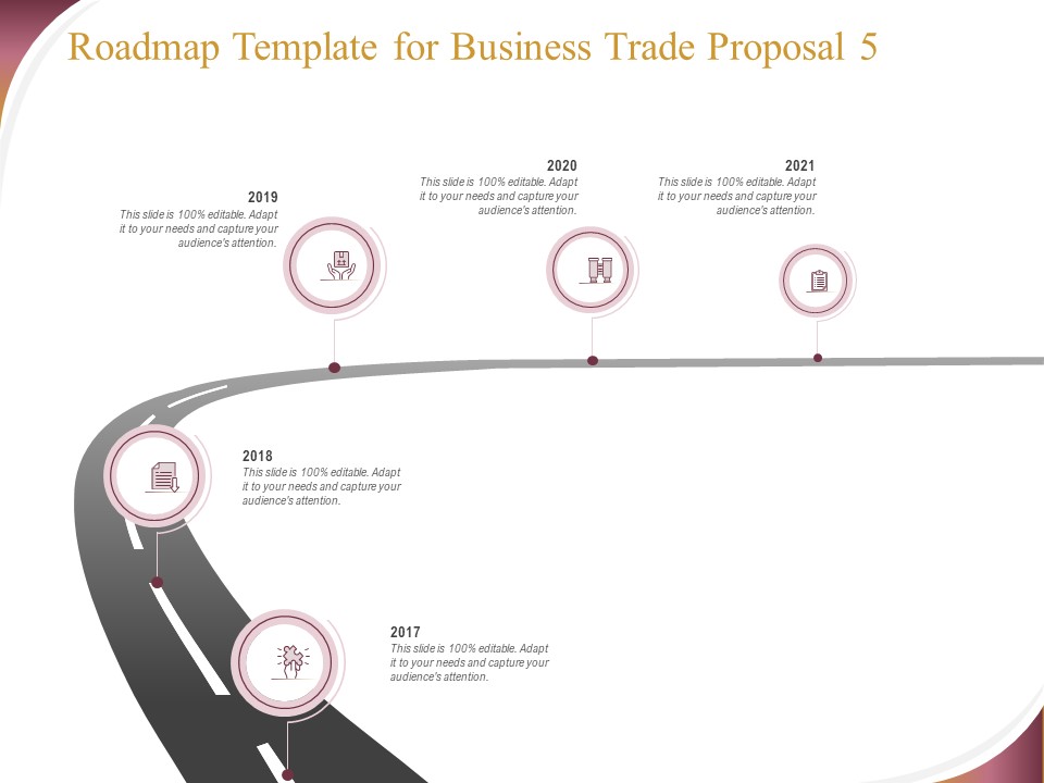 Trading Company Roadmap Template For Business Trade Proposal 2017 To 2021 Ppt Infographics Design Templates PDF