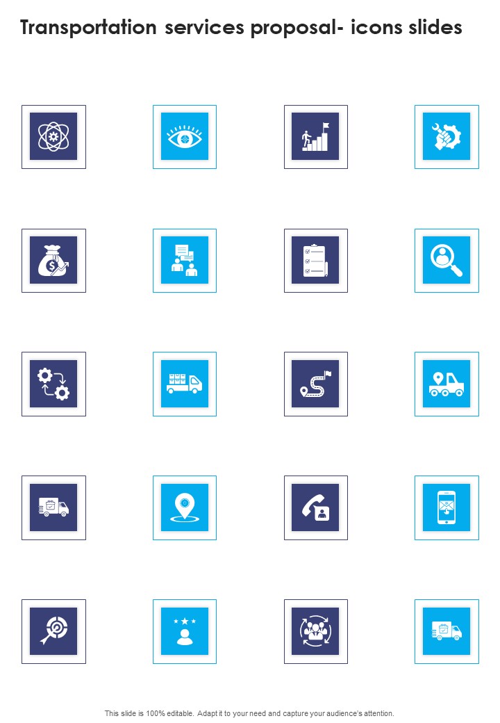 Transportation Services Proposal Icons Slides One Pager Sample Example Document
