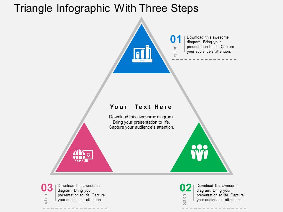 Triangle Infographic With Three Steps Powerpoint Templates