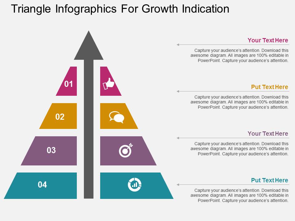 Triangle Infographics For Growth Indication Powerpoint Template