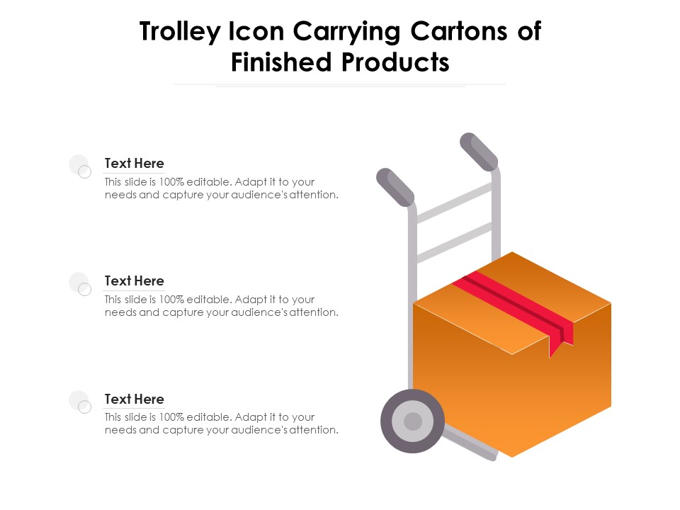 Trolley Icon Carrying Cartons Of Finished Products Ppt PowerPoint Presentation Portfolio Template PDF