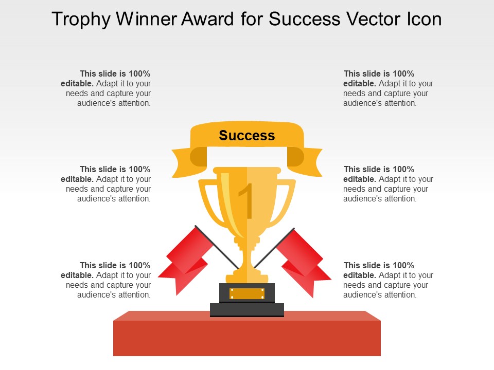 Trophy Winner Award For Success Vector Icon Ppt PowerPoint Presentation Icon Gallery PDF