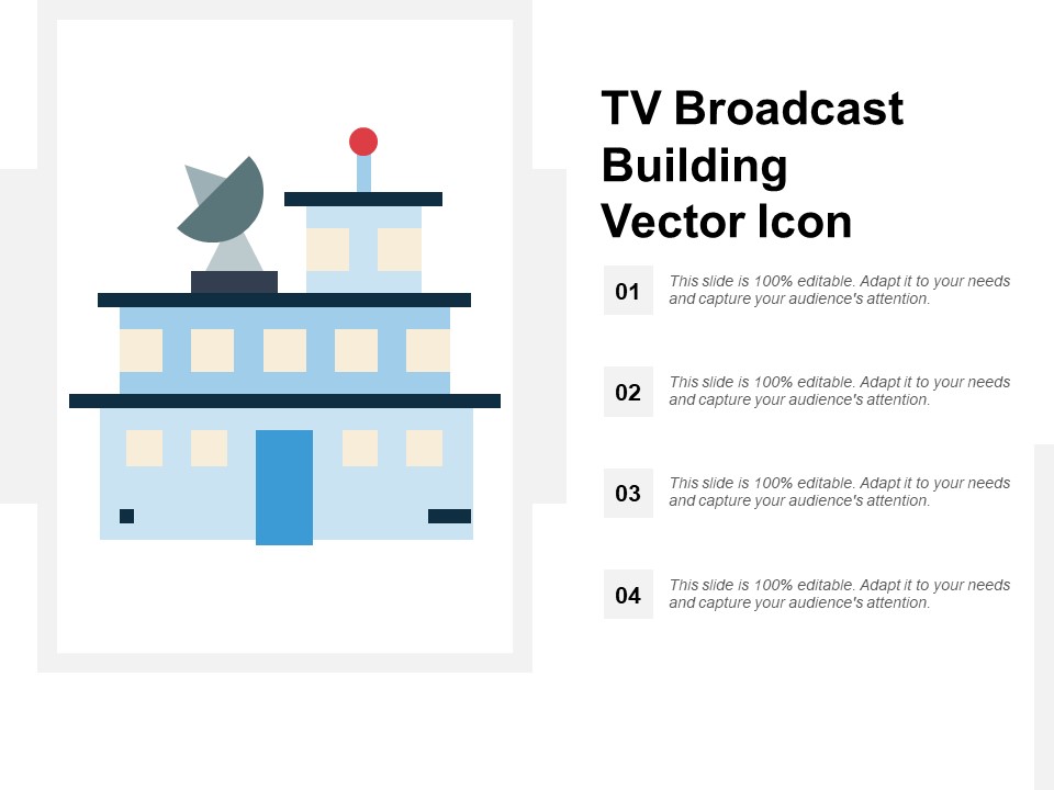 Tv Broadcast Building Vector Icon Ppt PowerPoint Presentation Inspiration Example File